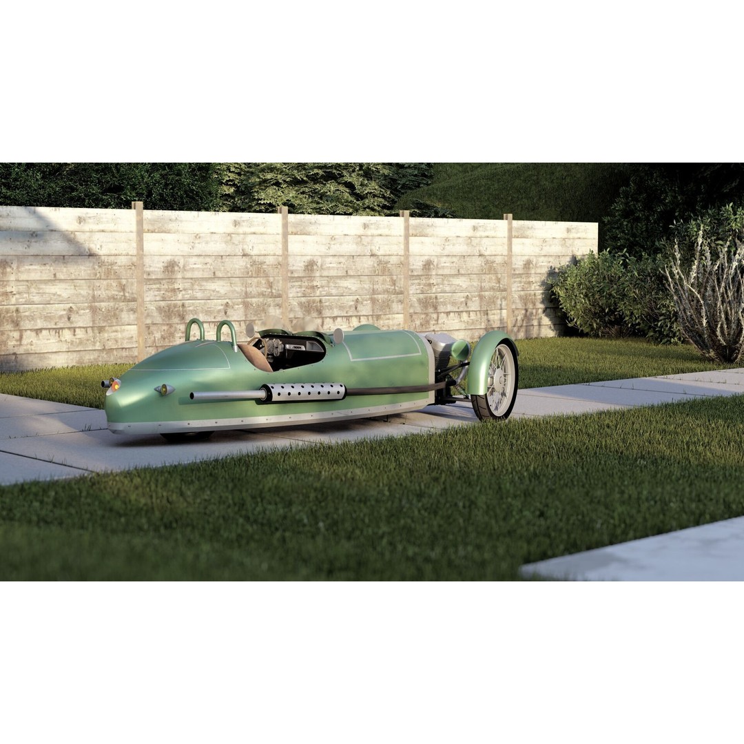 Morgan 3 Wheeler 3D Model – Antique British Roadster, FBX & OBJ - View 22