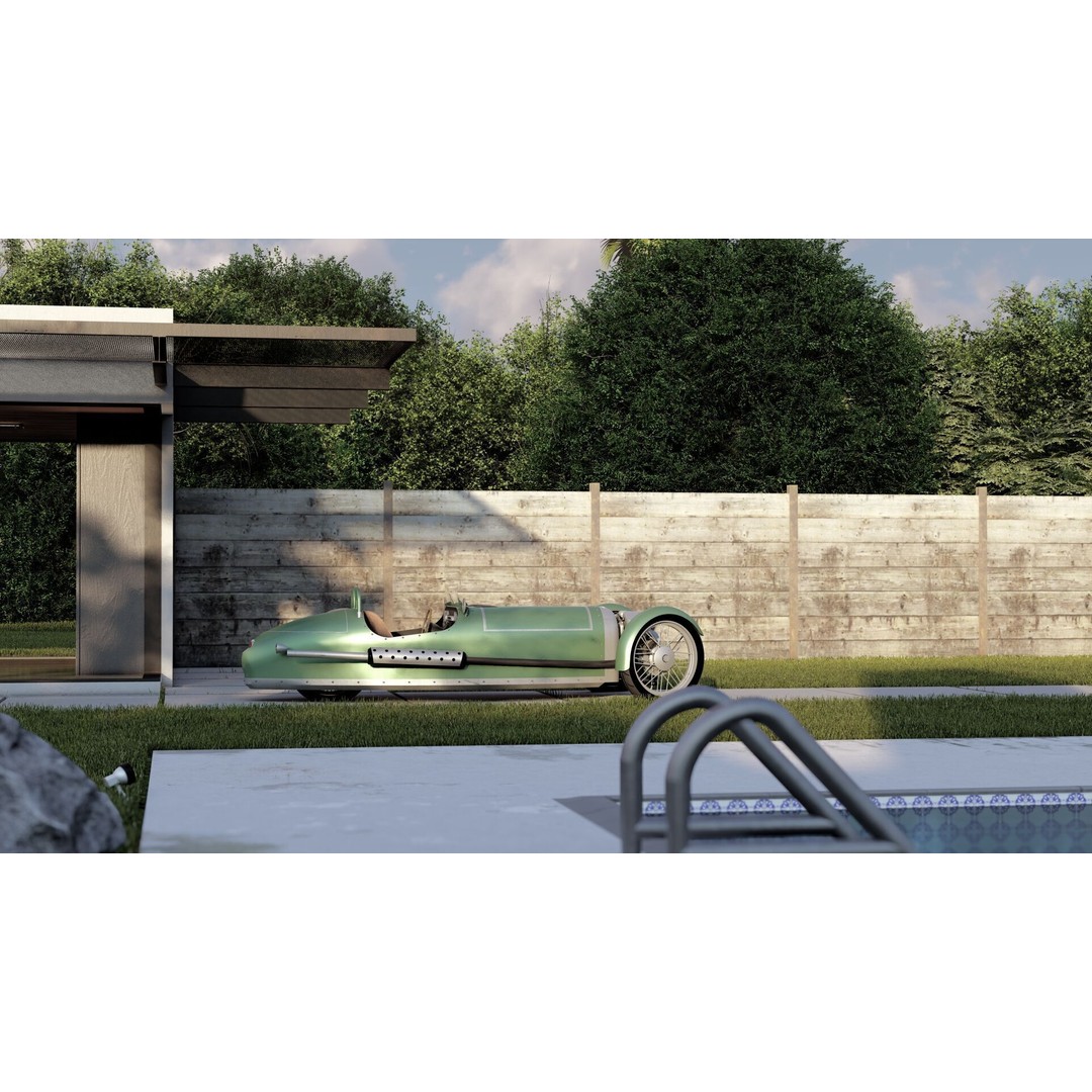 Morgan 3 Wheeler 3D Model – Antique British Roadster, FBX & OBJ - View 23