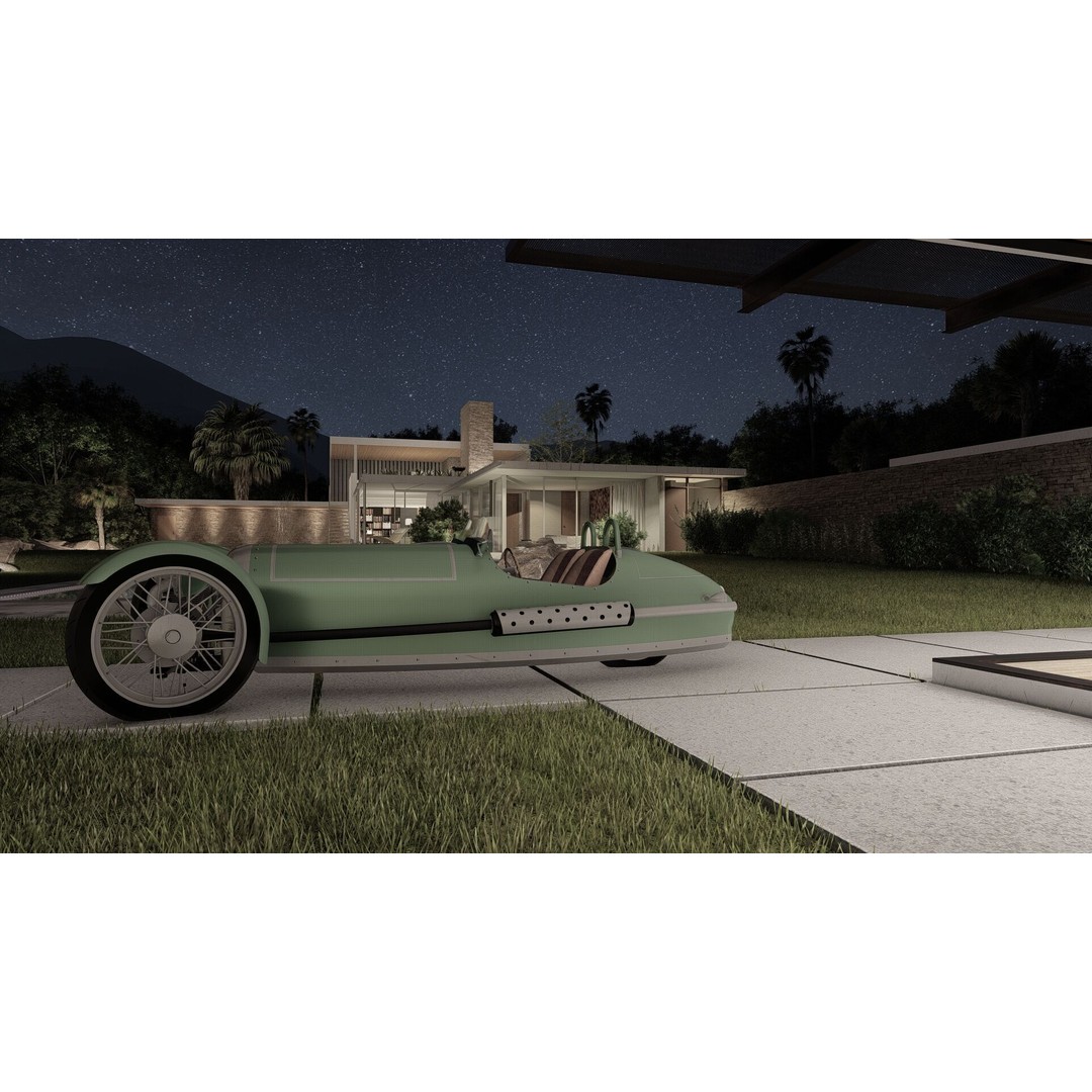 Morgan 3 Wheeler 3D Model – Antique British Roadster, FBX & OBJ - View 25