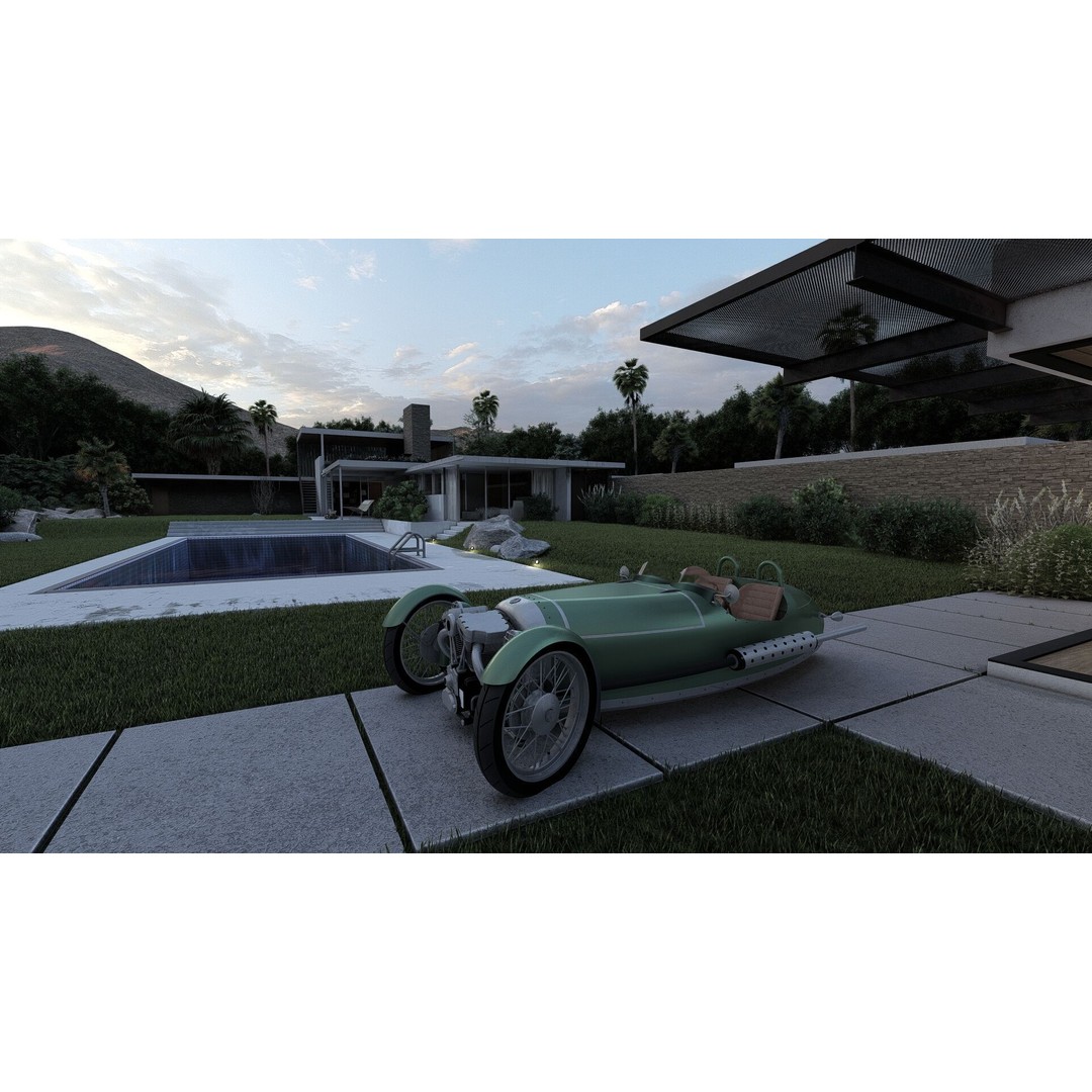 Morgan 3 Wheeler 3D Model – Antique British Roadster, FBX & OBJ - View 26