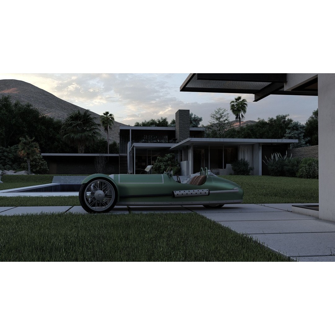 Morgan 3 Wheeler 3D Model – Antique British Roadster, FBX & OBJ - View 28