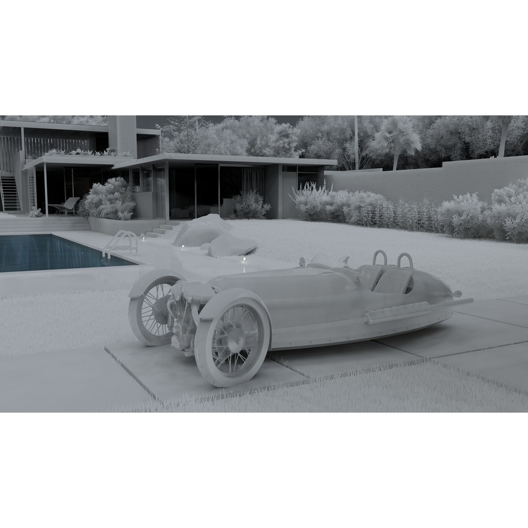 Morgan 3 Wheeler 3D Model – Antique British Roadster, FBX & OBJ - View 29
