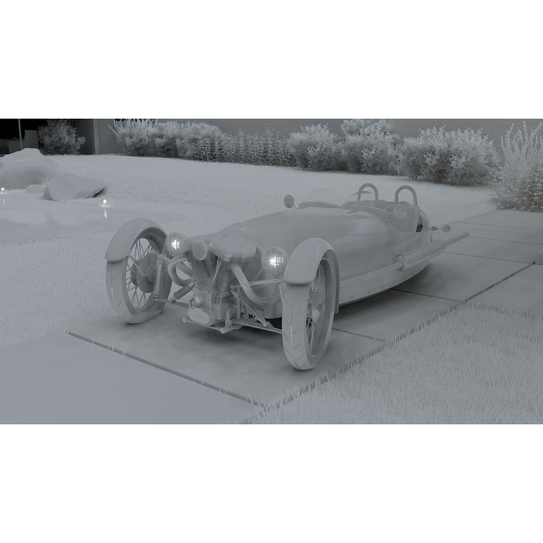 Morgan 3 Wheeler 3D Model – Antique British Roadster, FBX & OBJ - View 30