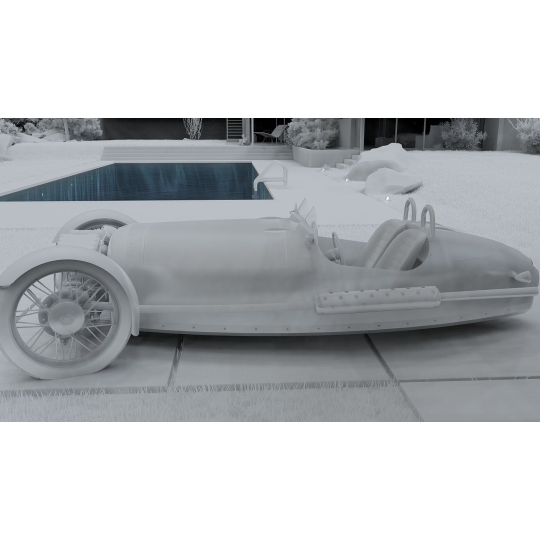 Morgan 3 Wheeler 3D Model – Antique British Roadster, FBX & OBJ - View 31