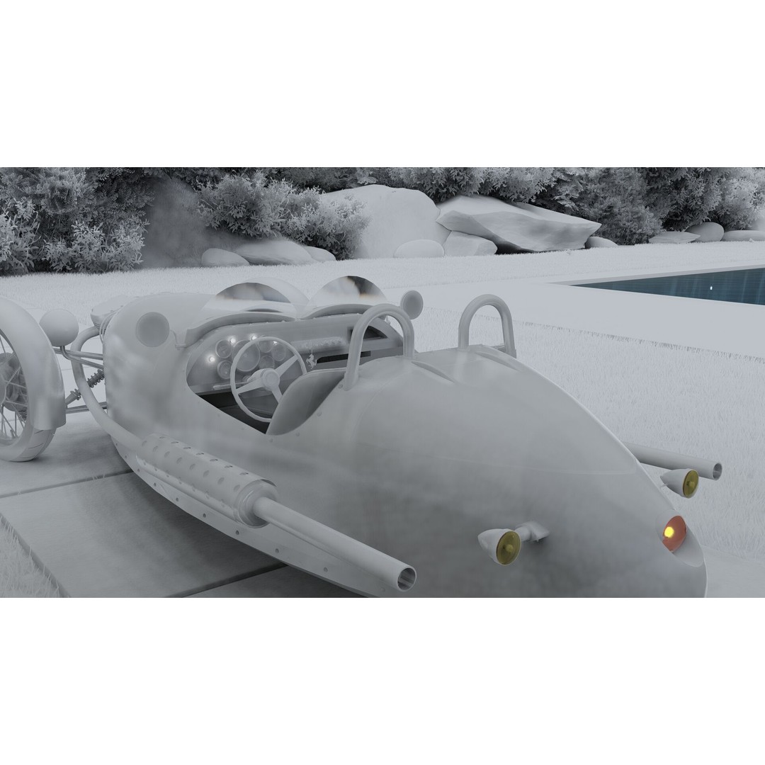 Morgan 3 Wheeler 3D Model – Antique British Roadster, FBX & OBJ - View 32
