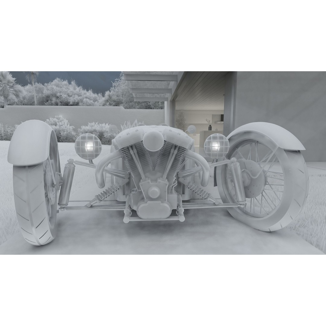 Morgan 3 Wheeler 3D Model – Antique British Roadster, FBX & OBJ - View 36