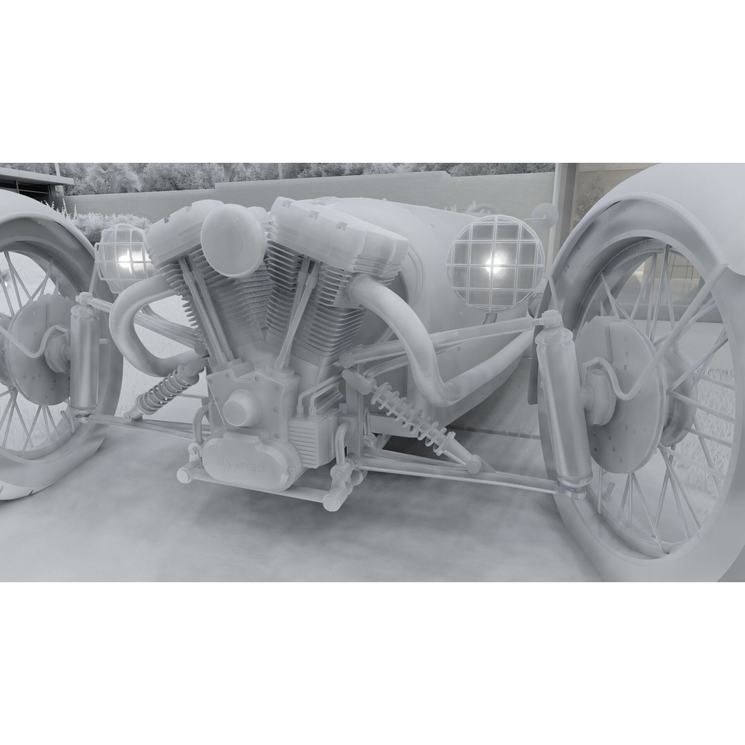 Morgan 3 Wheeler 3D Model – Antique British Roadster, FBX & OBJ - View 37