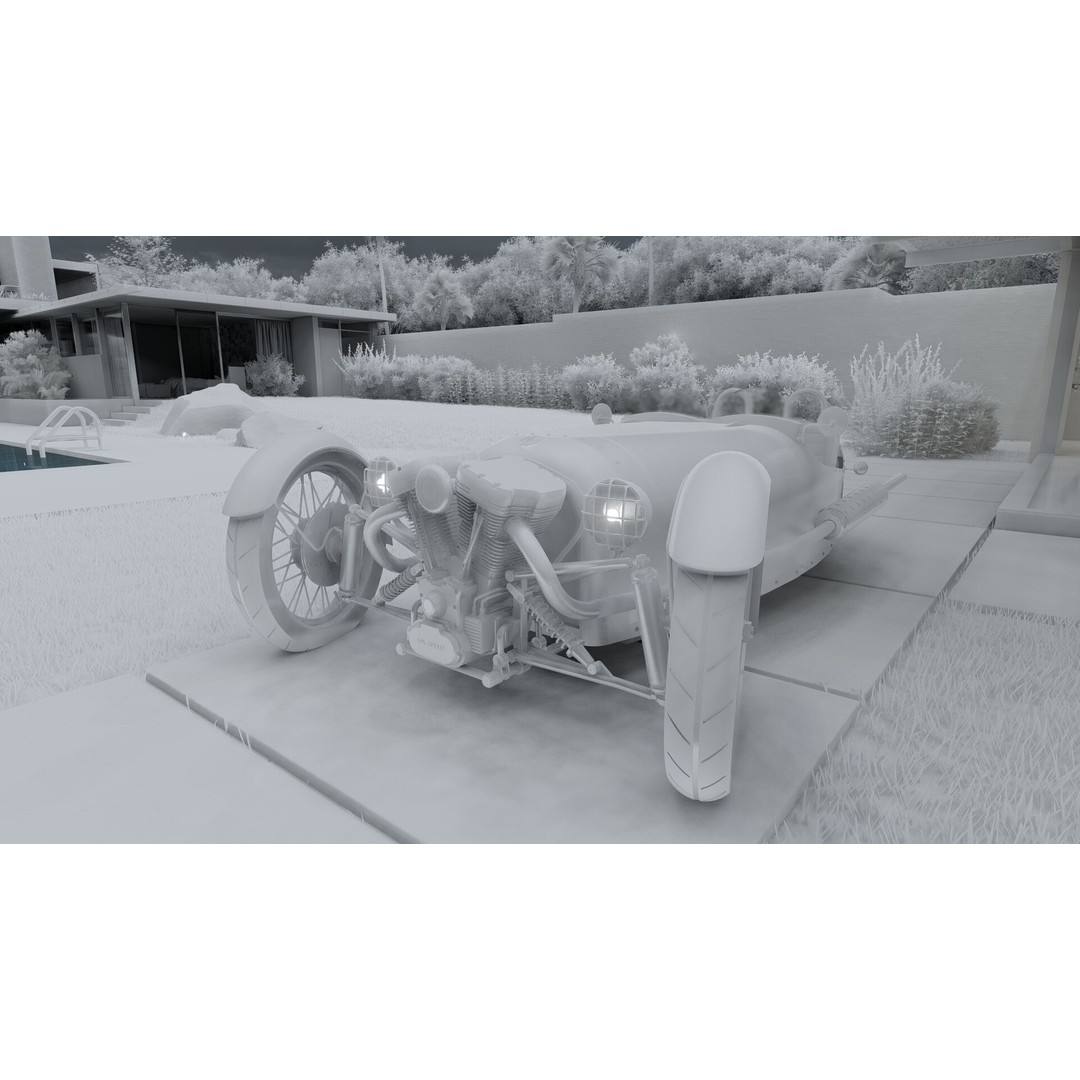 Morgan 3 Wheeler 3D Model – Antique British Roadster, FBX & OBJ - View 38