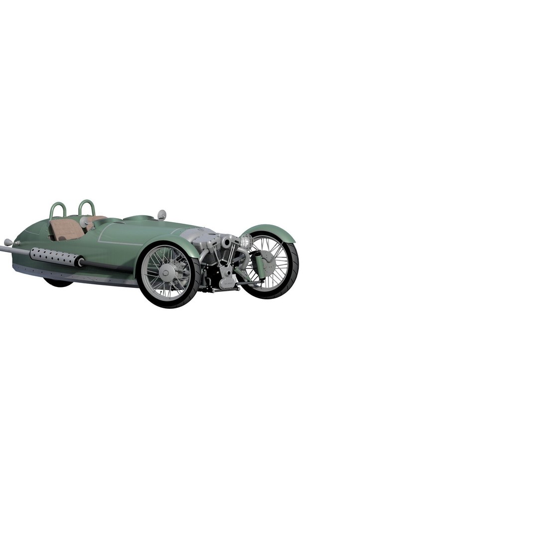 Morgan 3 Wheeler 3D Model – Antique British Roadster, FBX & OBJ - View 4