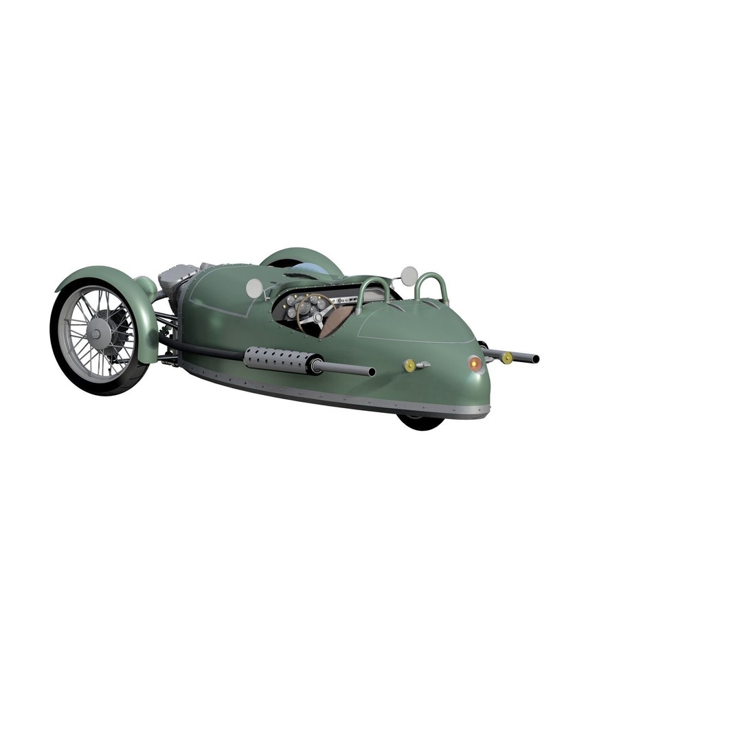 Morgan 3 Wheeler 3D Model – Antique British Roadster, FBX & OBJ - View 6