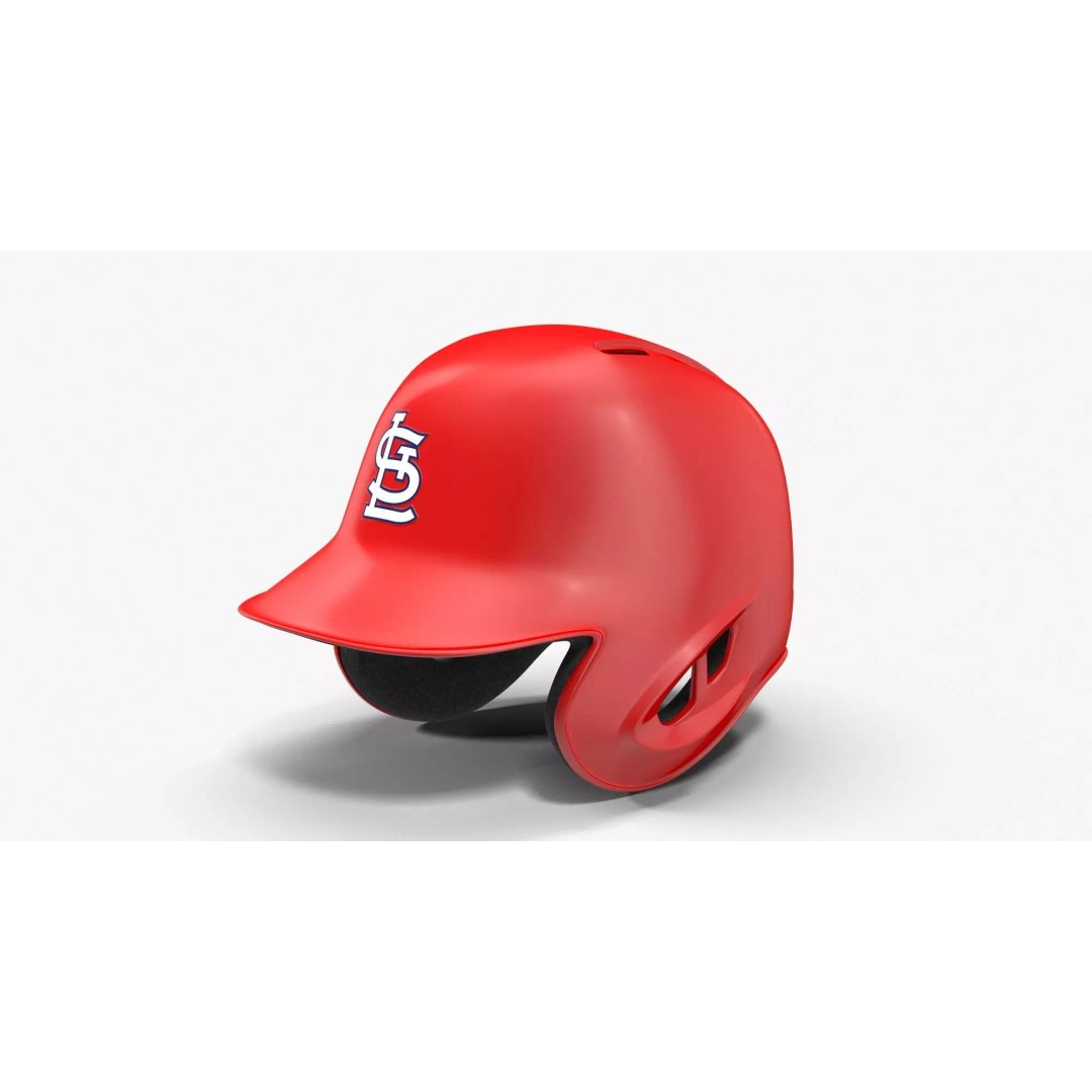 Baseball Helmet 3D Model – Low Poly St. Louis Red for Games, FBX - View 2