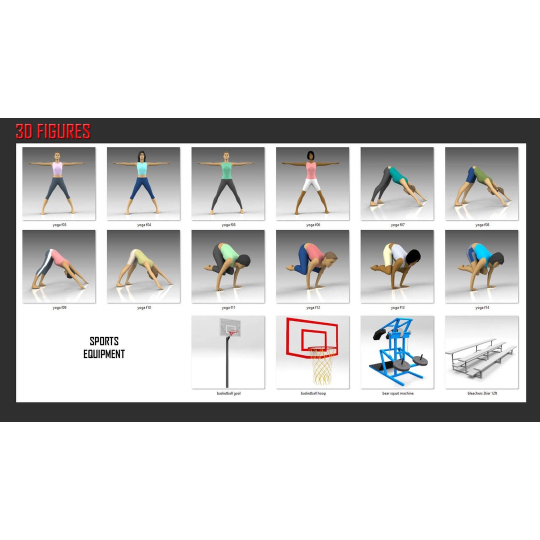 Low Poly Sport and Fitness 3D Model – Collection of Game-Ready Assets - View 13