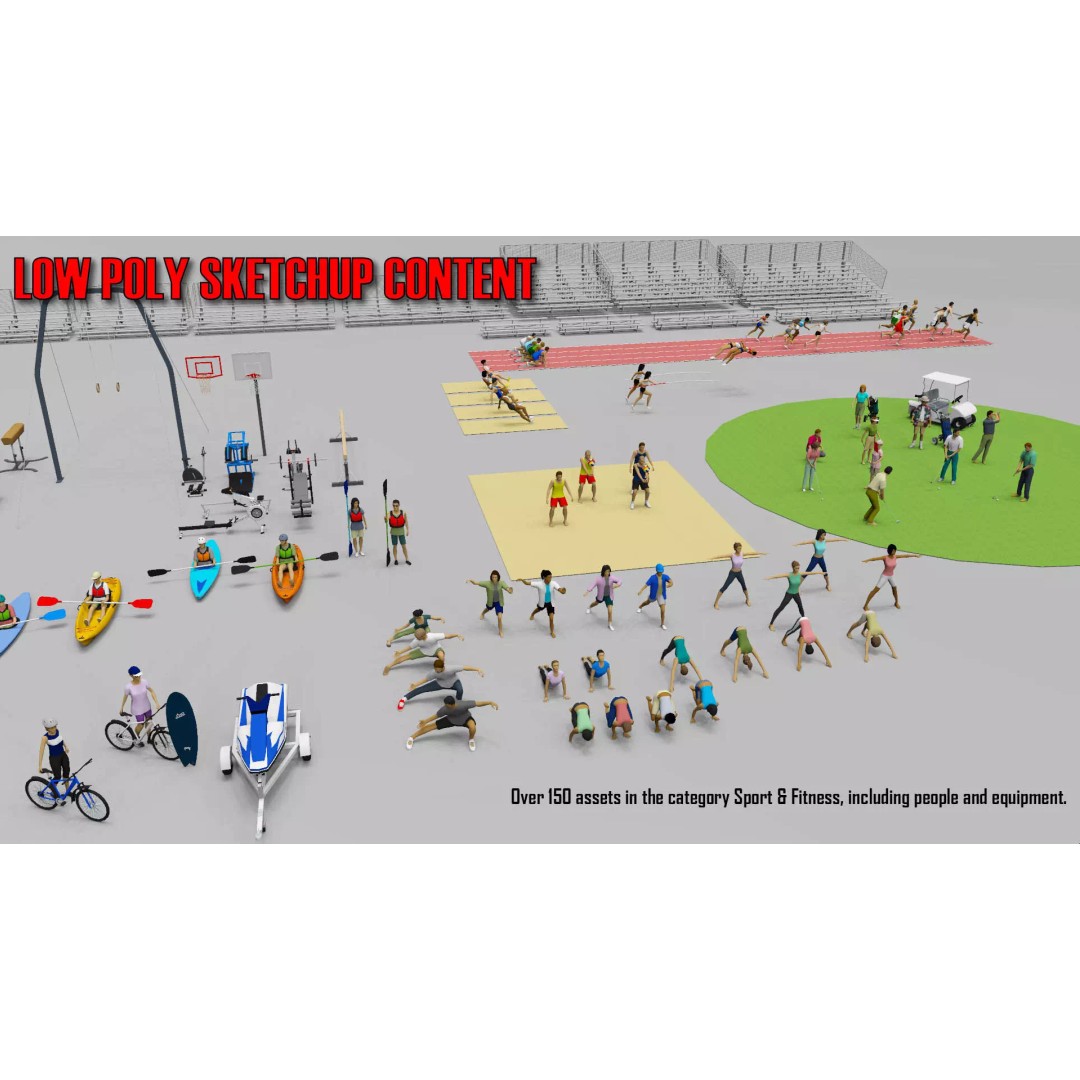 Low Poly Sport and Fitness 3D Model – Collection of Game-Ready Assets - View 2