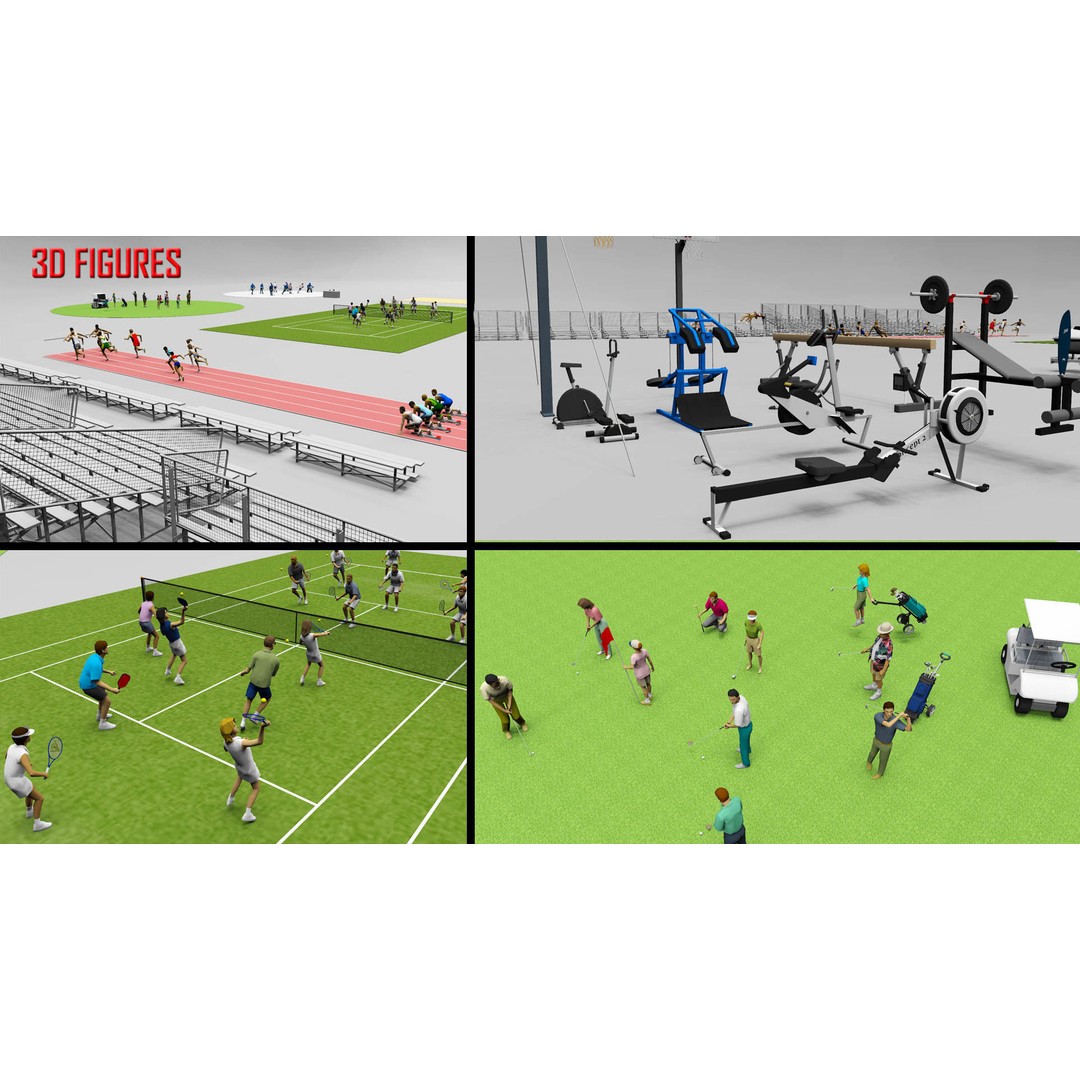 Low Poly Sport and Fitness 3D Model – Collection of Game-Ready Assets - View 3