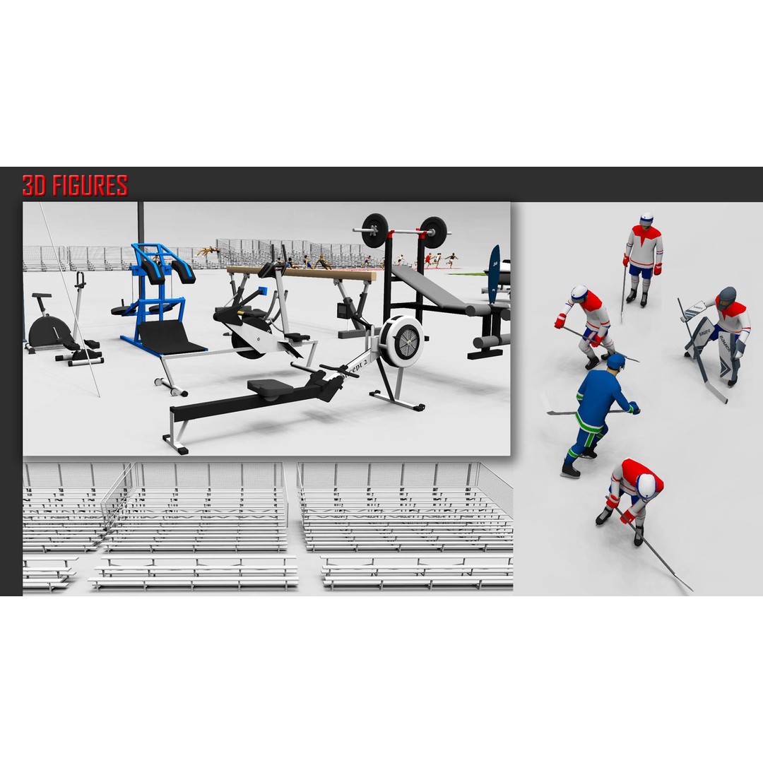 Low Poly Sport and Fitness 3D Model – Collection of Game-Ready Assets - View 5