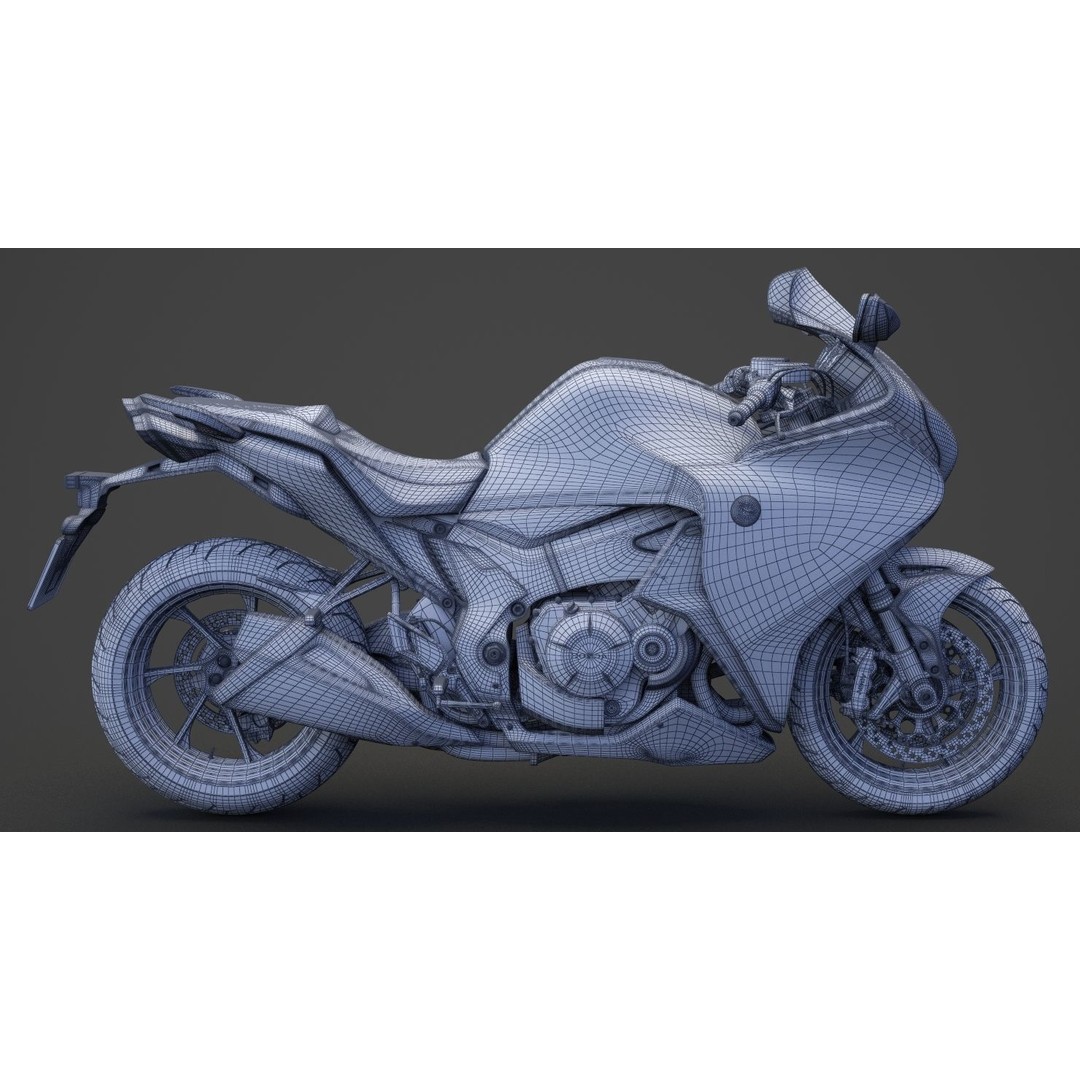 2015 Honda VFR 1200F 3D Model – High Poly Motorcycle Asset, FBX, OBJ - View 29