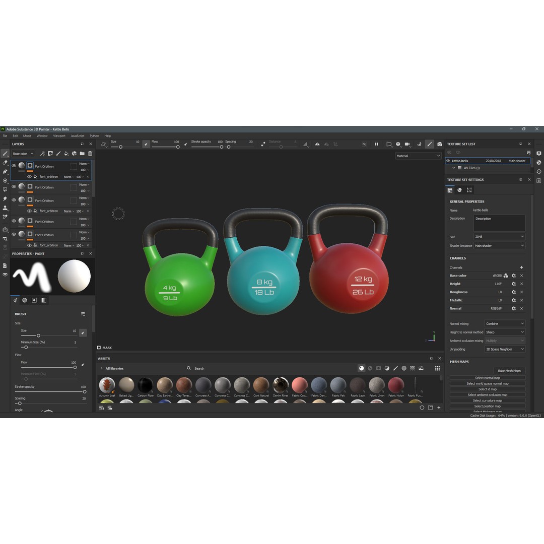 Kettle Bells 3D Model – Low Poly Game Asset, PBR Textures - View 16