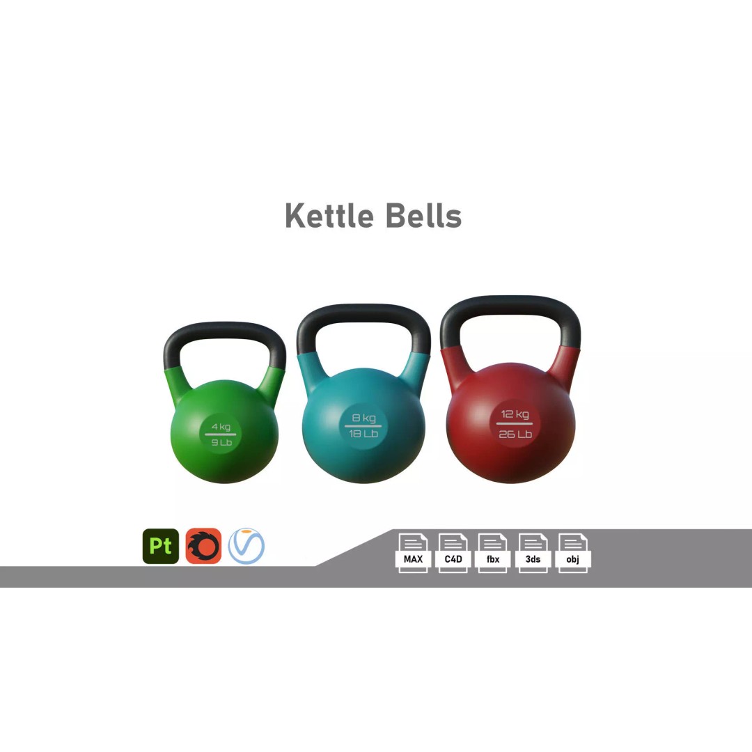 Kettle Bells 3D Model – Low Poly Game Asset, PBR Textures - View 2