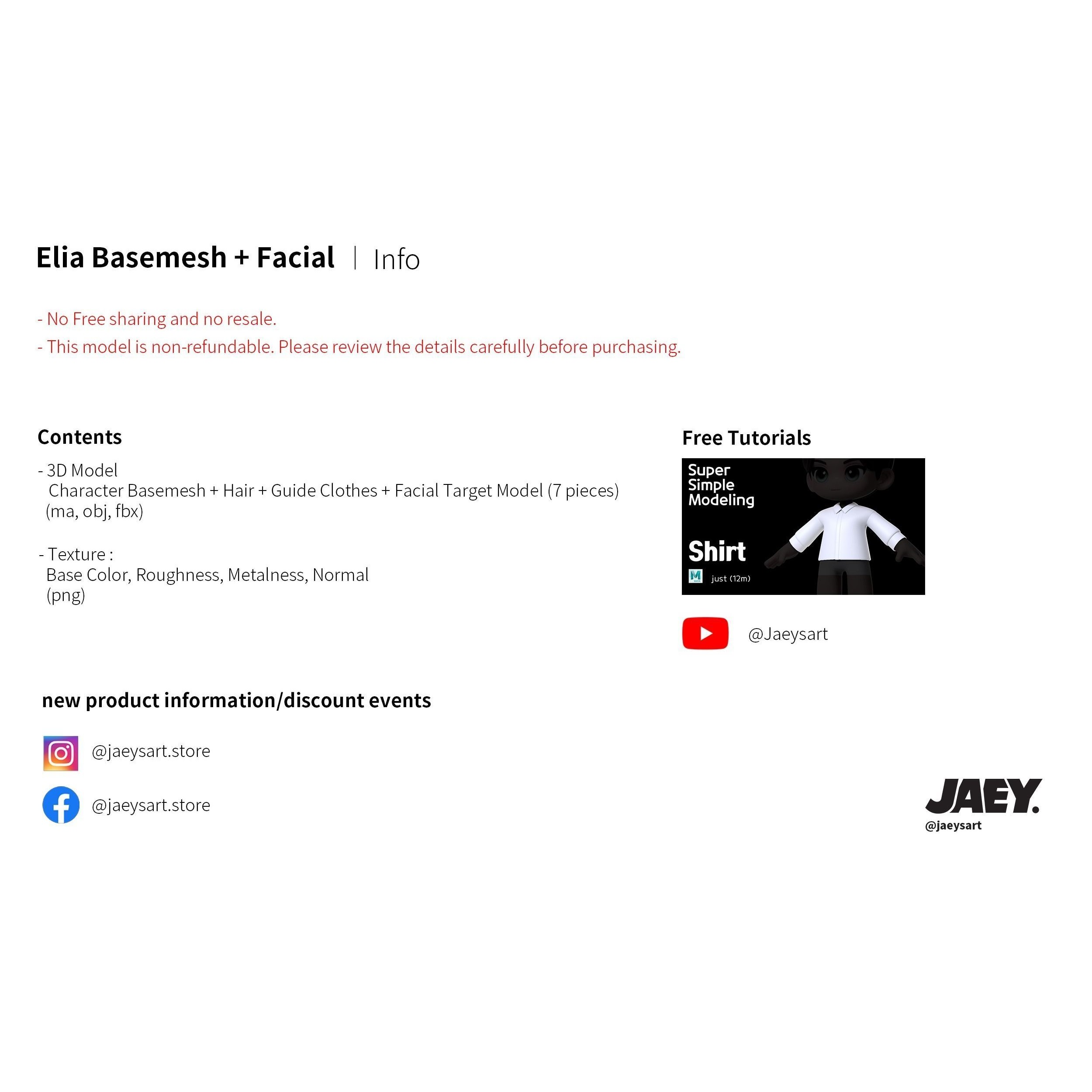 Elia Basemesh with Facial Expressions - Game-Ready 3D Model