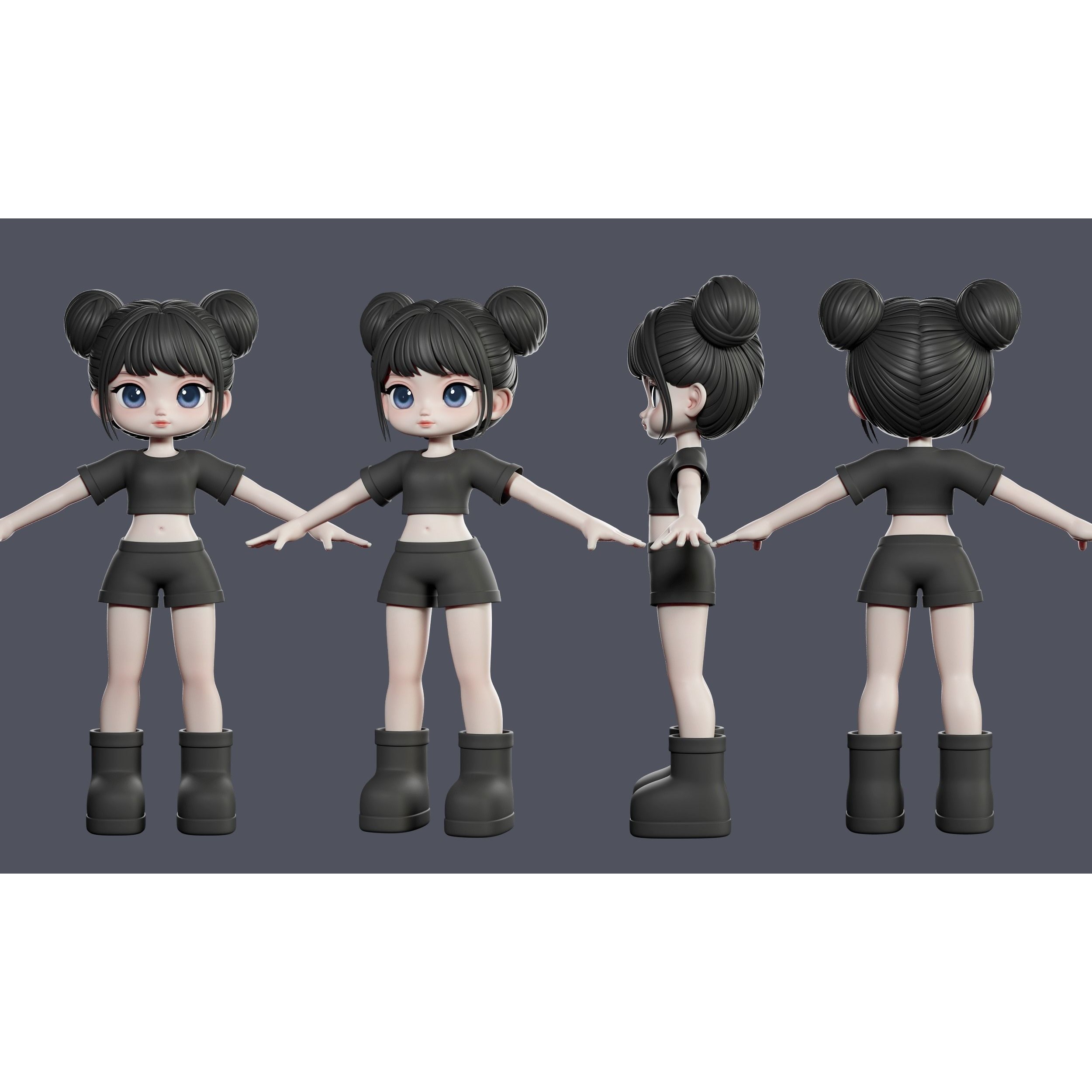 Elia Basemesh with Facial Expressions - Game-Ready 3D Model - View 3