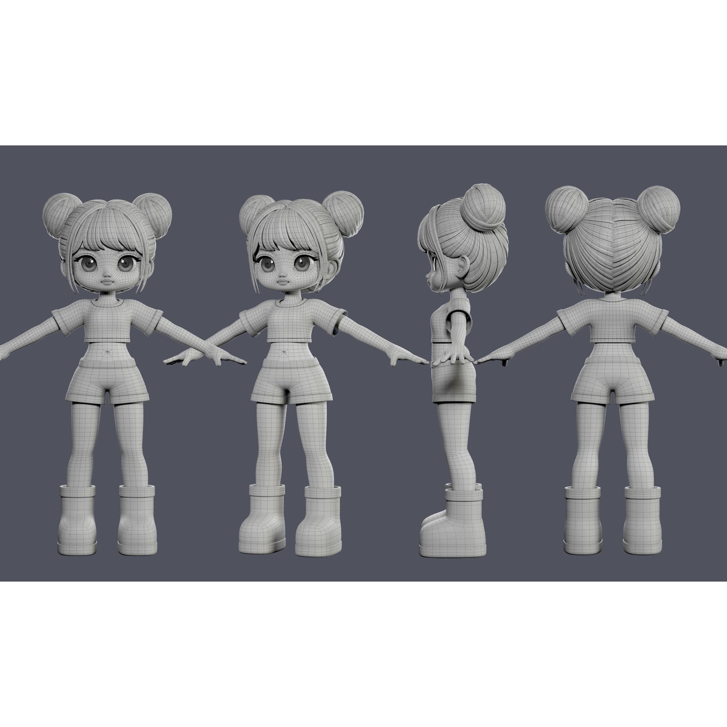Elia Basemesh with Facial Expressions - Game-Ready 3D Model - View 4