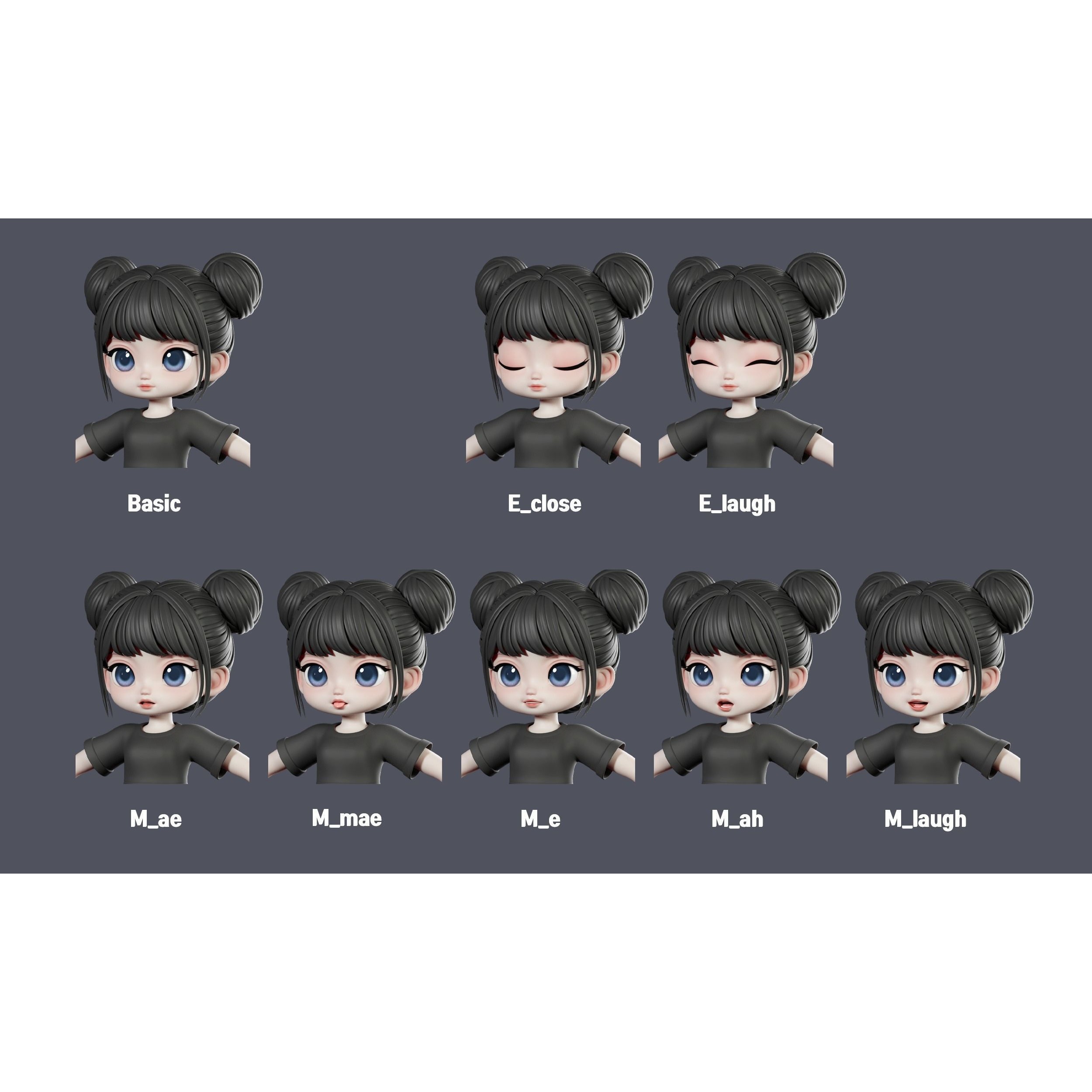 Elia Basemesh with Facial Expressions - Game-Ready 3D Model - View 5