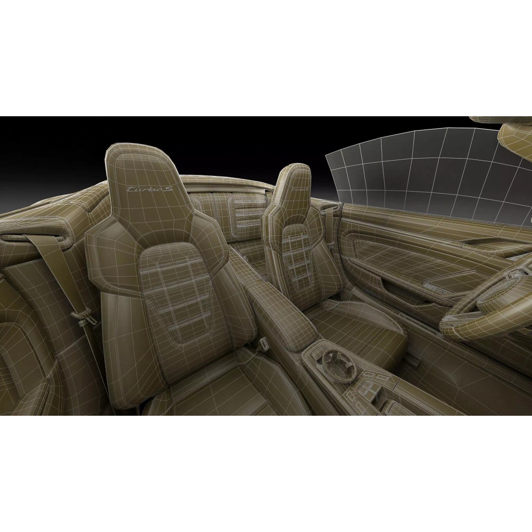 Porsche 911 Turbo S Cabriolet 2026 3D Model – High Poly Game Asset, FBX, OBJ - View 46