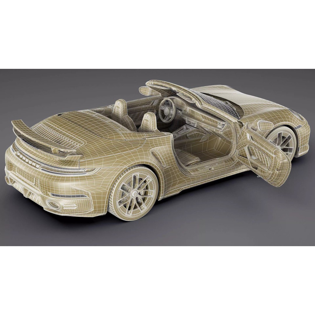 Porsche 911 Turbo S Cabriolet 2026 3D Model – High Poly Game Asset, FBX, OBJ - View 47