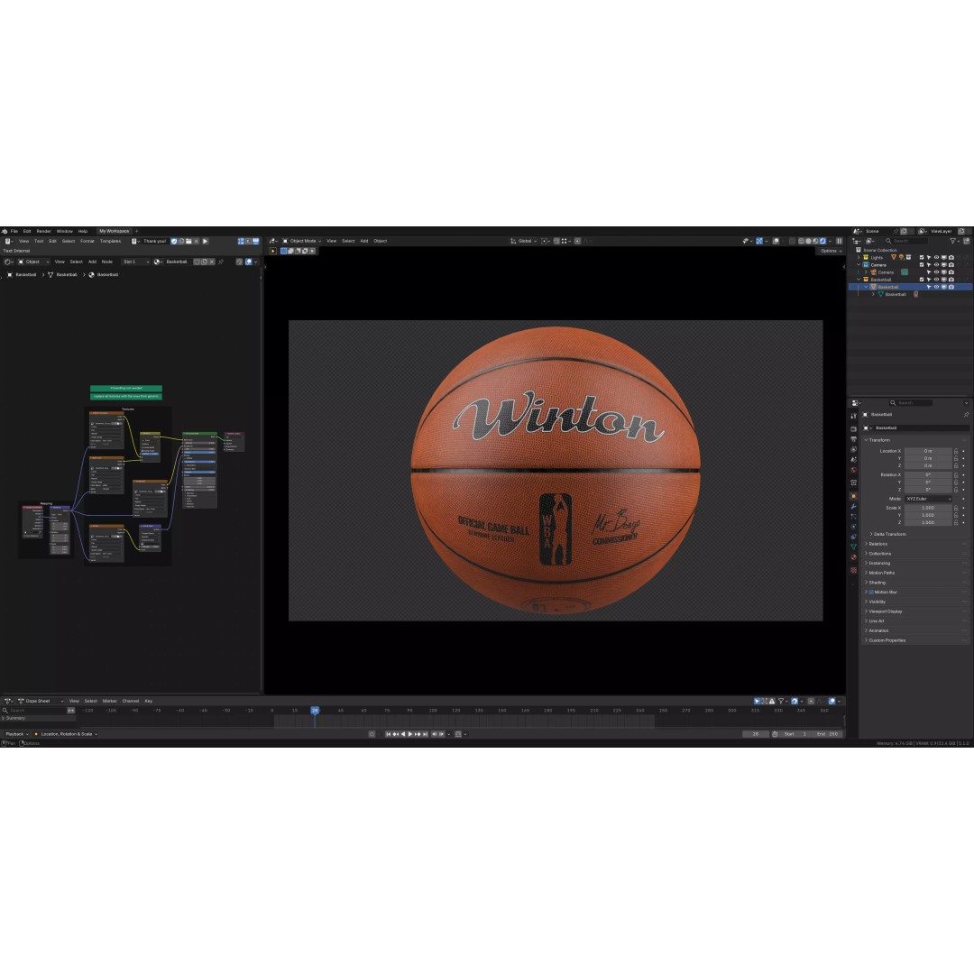 Basketball 3D Model – High-Quality PBR Asset for Blender - View 15