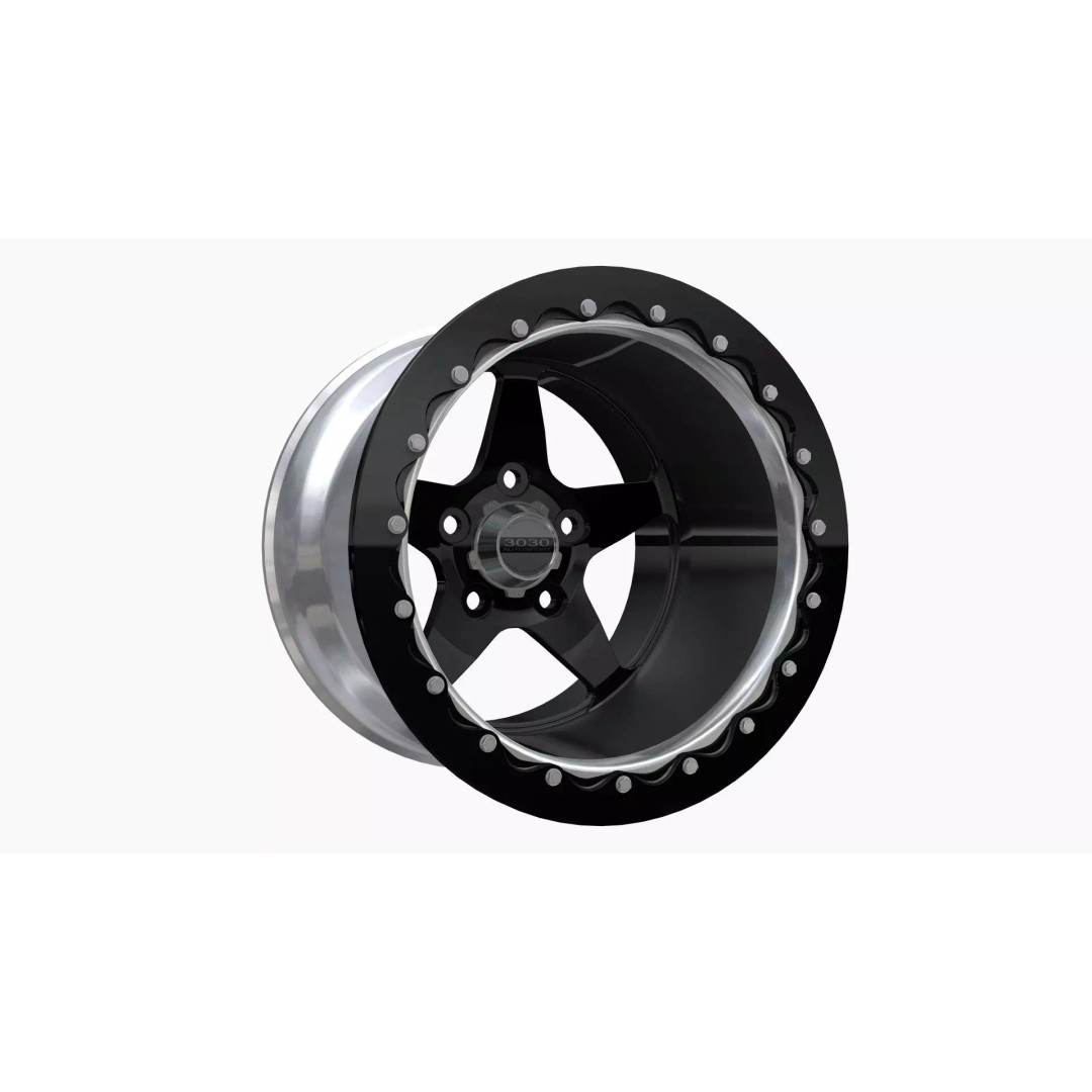 3030 Autosport Launch Drag Wheel 3D Model – Low Poly Game Ready Asset, FBX - View 2