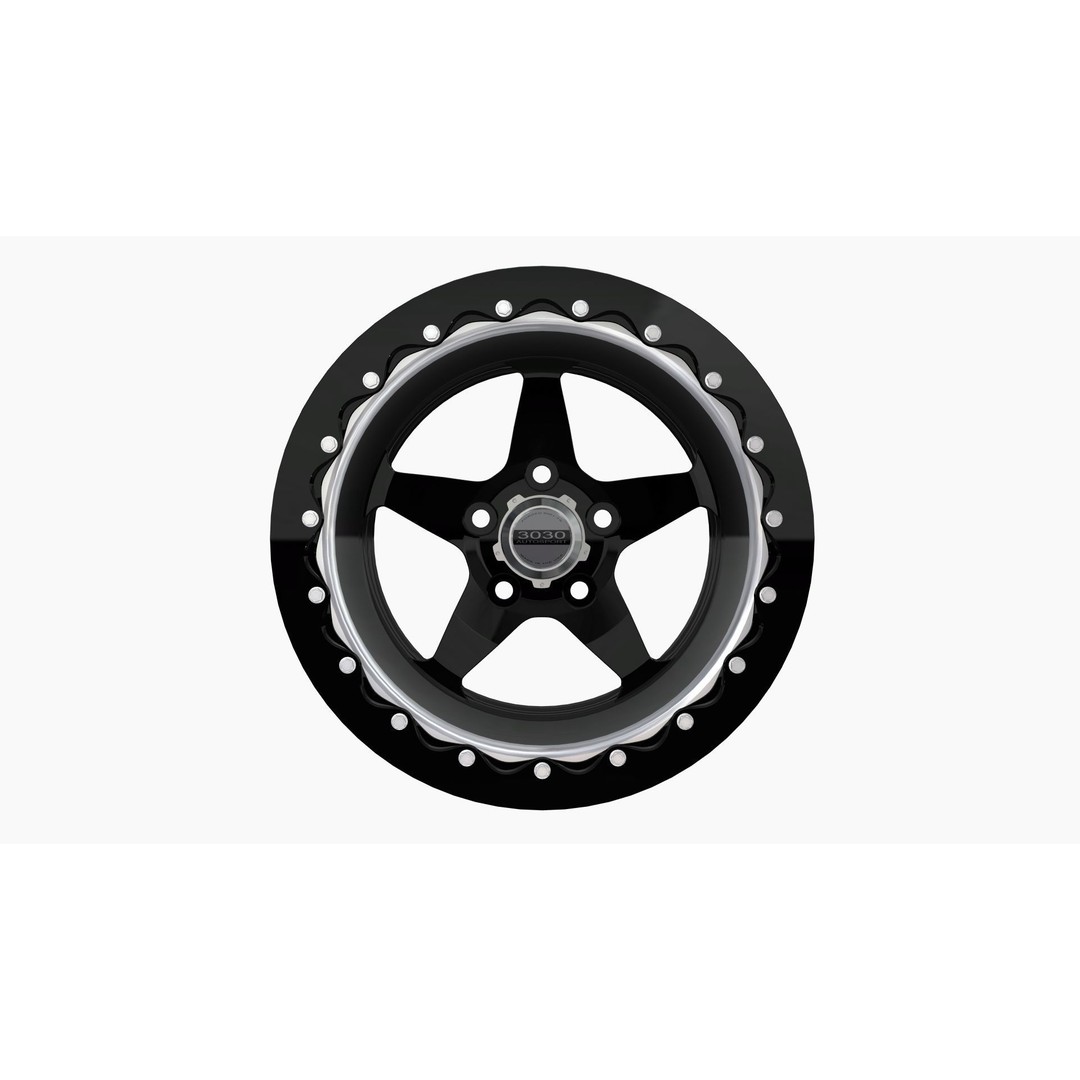 3030 Autosport Launch Drag Wheel 3D Model – Low Poly Game Ready Asset, FBX - View 3