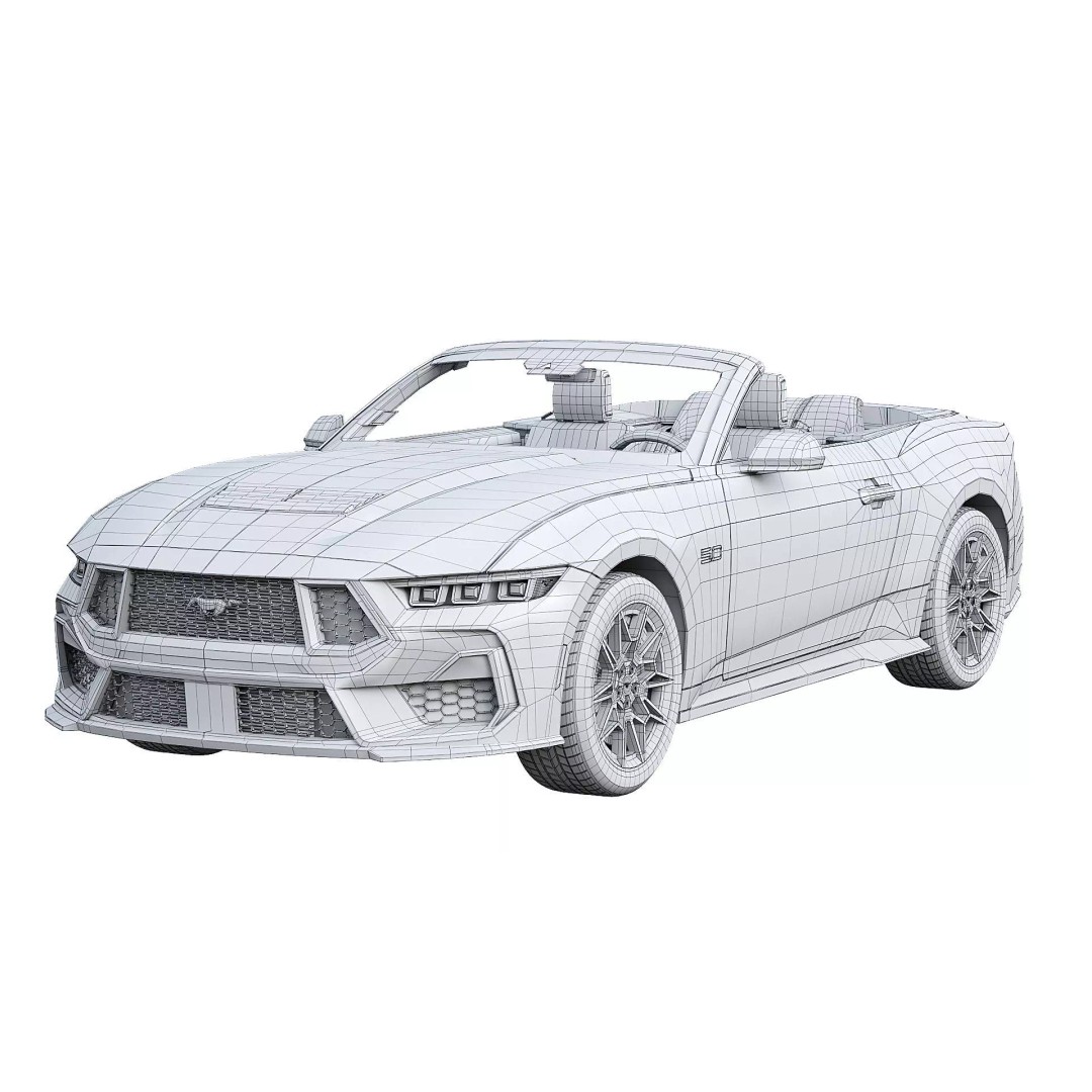 Mustang GT Convertible 2024 3D Model – High Poly Game-Ready Asset, FBX - View 14