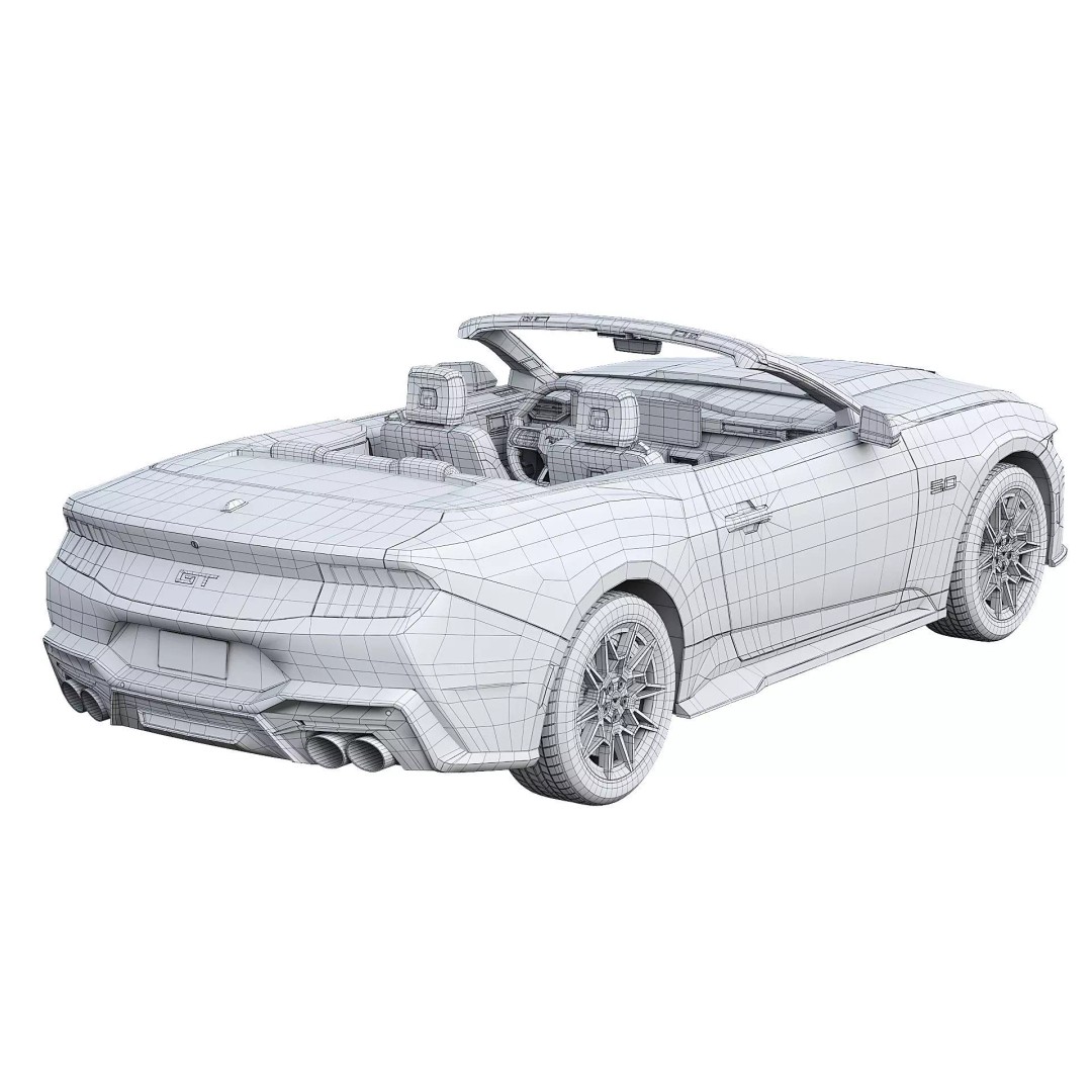 Mustang GT Convertible 2024 3D Model – High Poly Game-Ready Asset, FBX - View 15