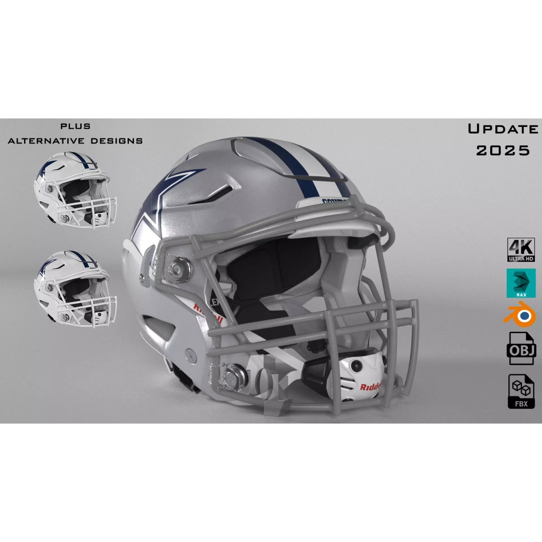 Dallas Cowboys Football Helmet 3D Model – PBR Game Ready, FBX, OBJ - View 2