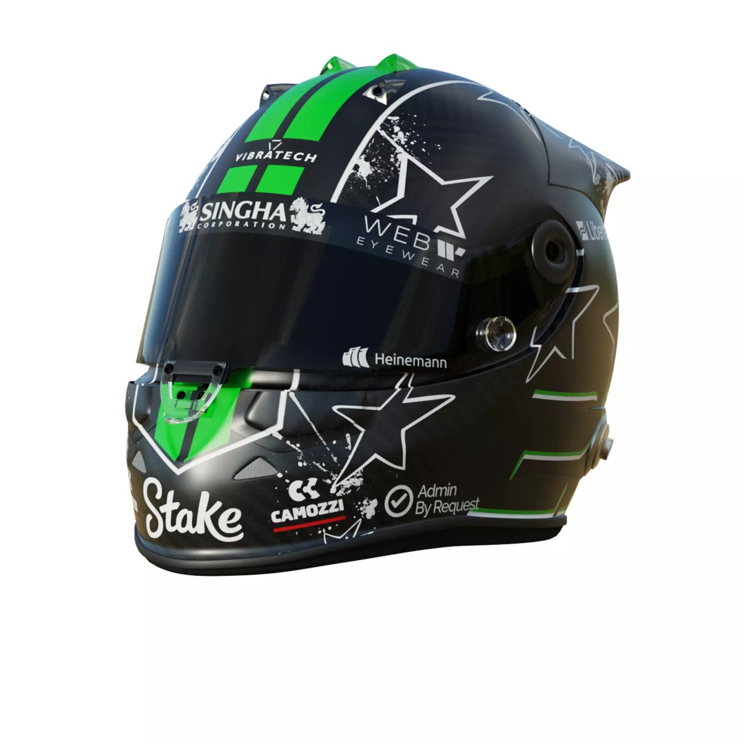 Nico Hulkenberg Helmet 3D Model – High Poly PBR Game Asset, FBX, OBJ - View 3