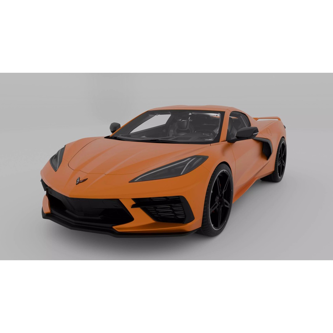 Chevrolet Corvette C8 3D Model – High Poly Game-Ready Asset, FBX, OBJ - View 3