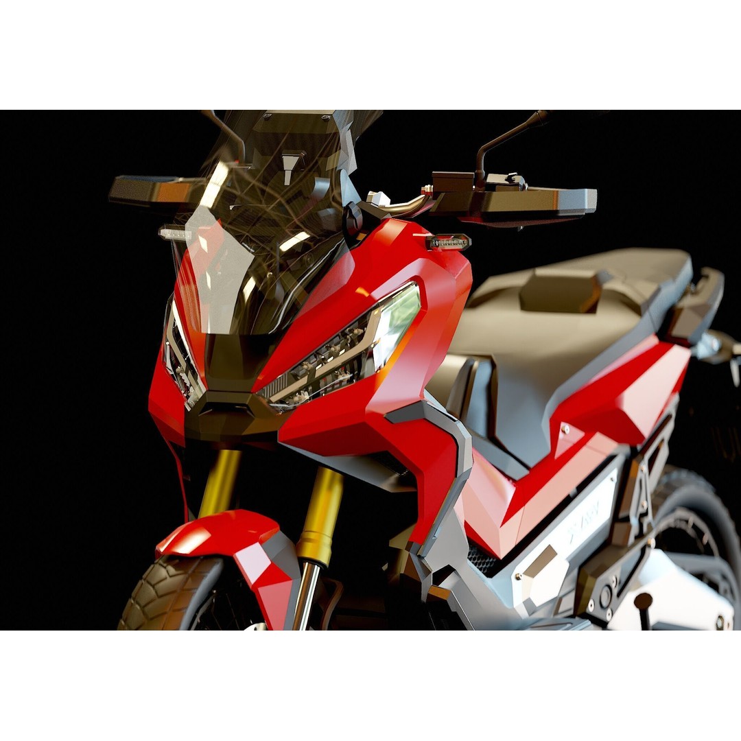 Honda X ADV 2020 3D Model – Realistic Motorcycle Base Mesh, OBJ - View 10