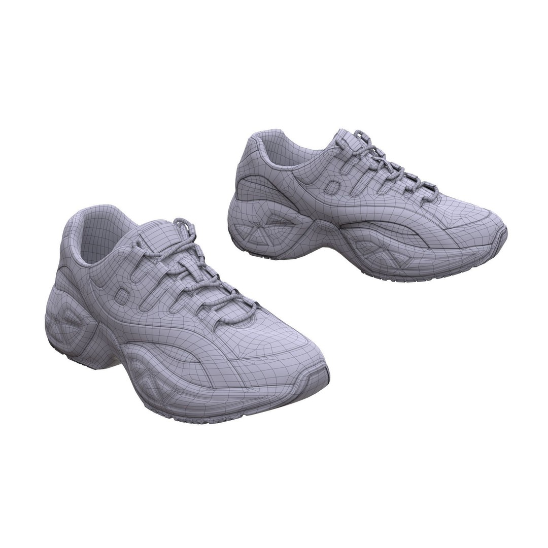 Sneakers 3D Model – Low Poly Rigged Game Asset, FBX, Blender