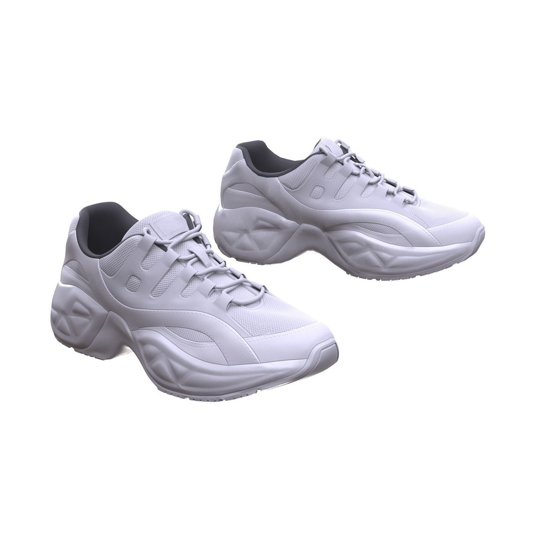 Sneakers 3D Model – Low Poly Rigged Game Asset, FBX, Blender - View 3