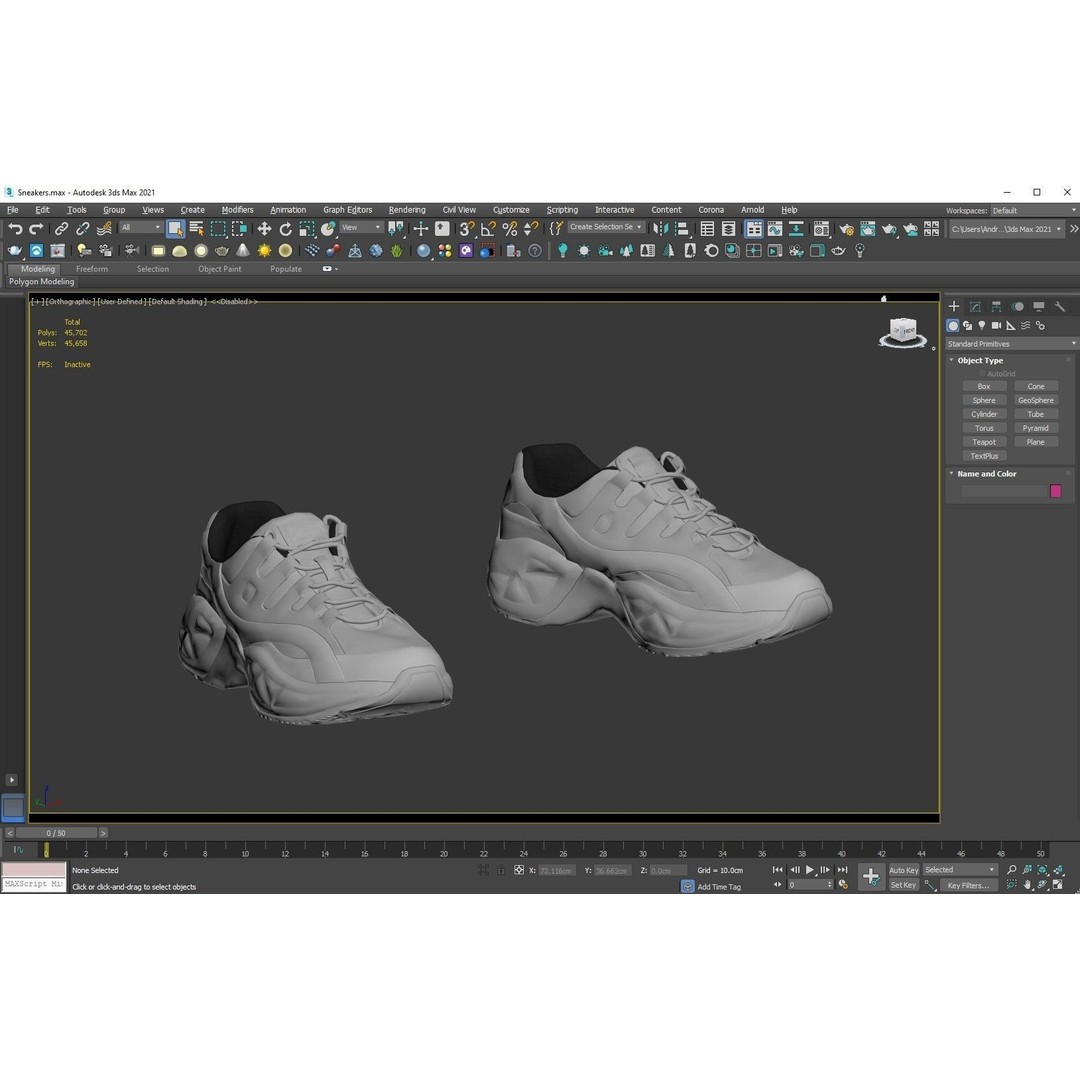 Sneakers 3D Model – Low Poly Rigged Game Asset, FBX, Blender - View 4