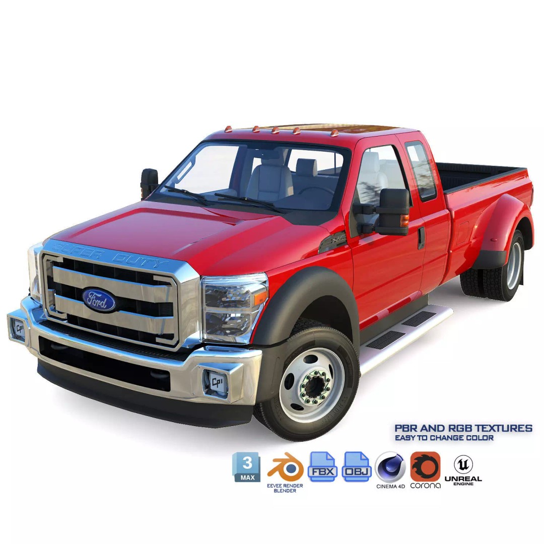 Extended Cab Truck 3D Model – Low Poly Game Asset, FBX & OBJ - View 2