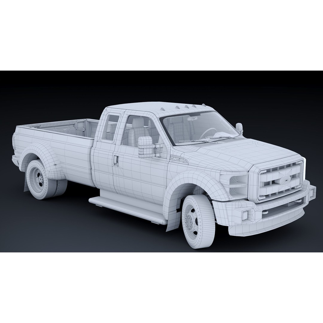 Extended Cab Truck 3D Model – Low Poly Game Asset, FBX & OBJ - View 33