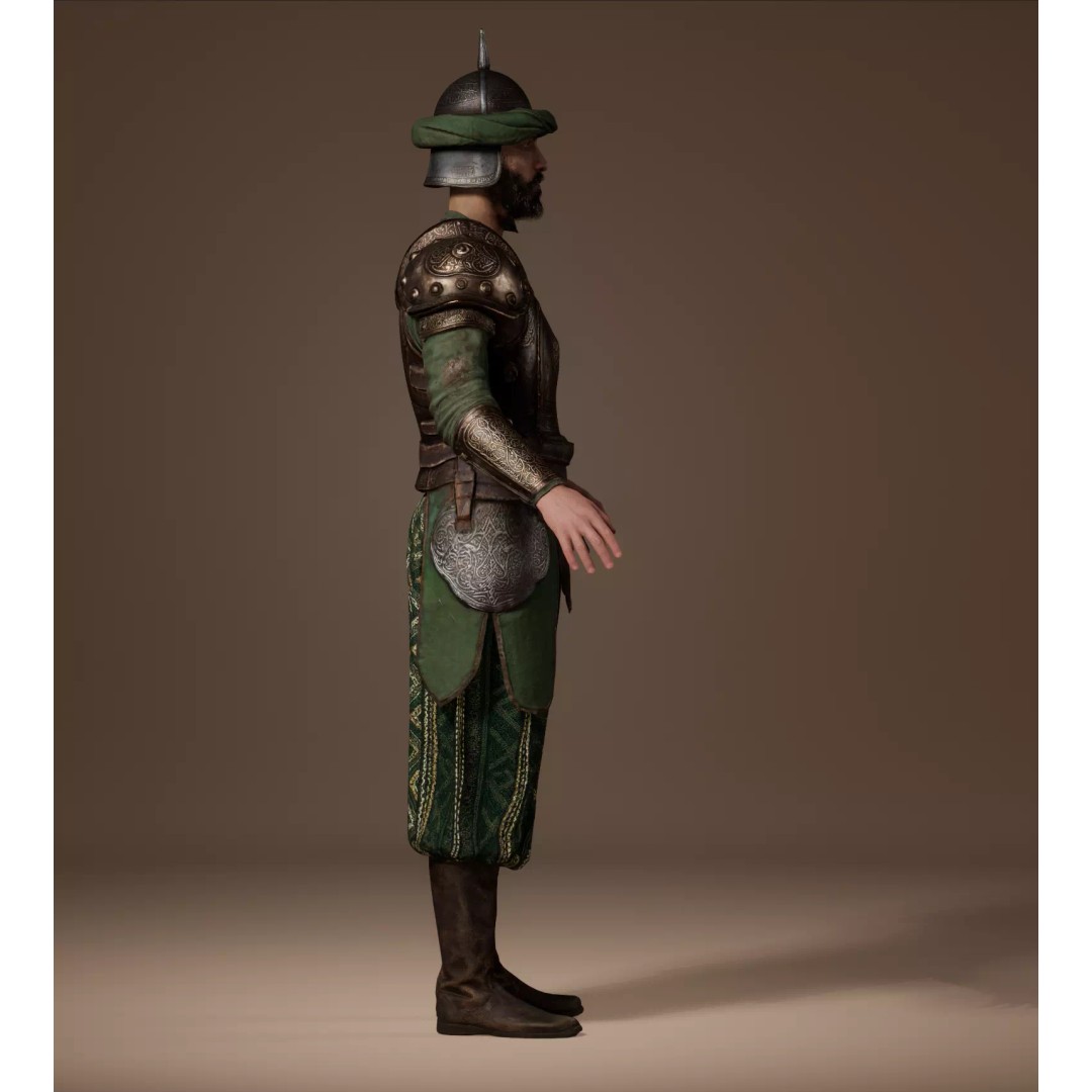 Desert Guard Armor 3D Model – Medieval Fantasy Outfit, FBX - View 11