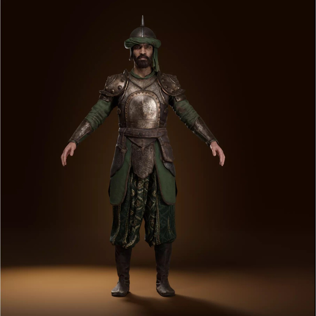 Desert Guard Armor 3D Model – Medieval Fantasy Outfit, FBX - View 13