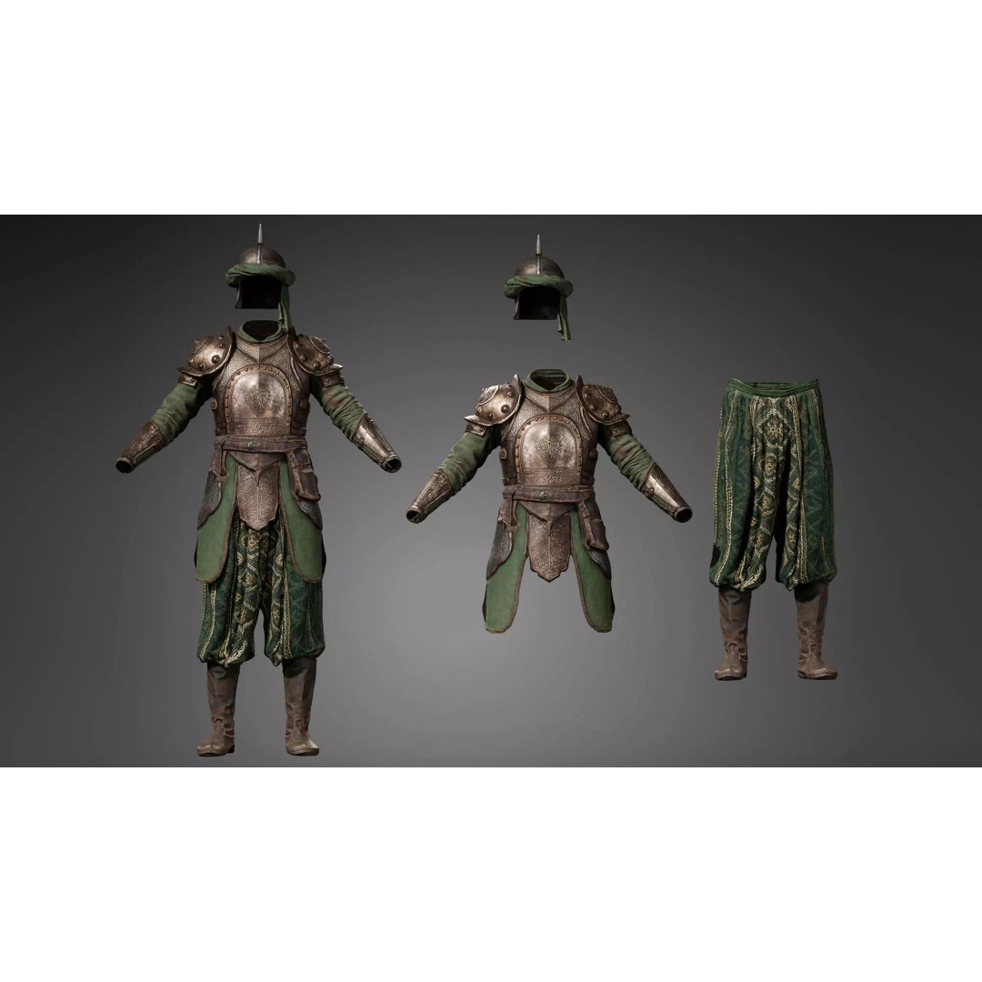 Desert Guard Armor 3D Model – Medieval Fantasy Outfit, FBX - View 2