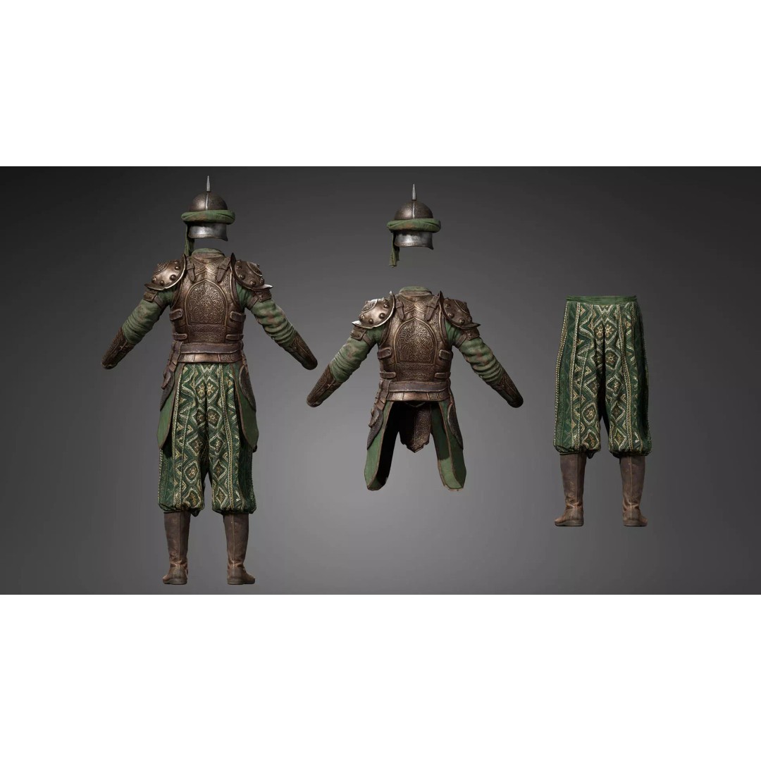Desert Guard Armor 3D Model – Medieval Fantasy Outfit, FBX - View 3