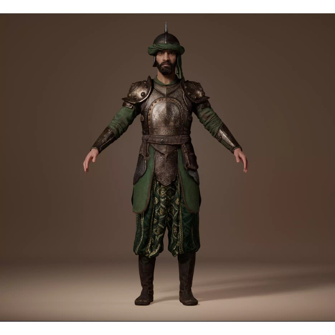 Desert Guard Armor 3D Model – Medieval Fantasy Outfit, FBX - View 6