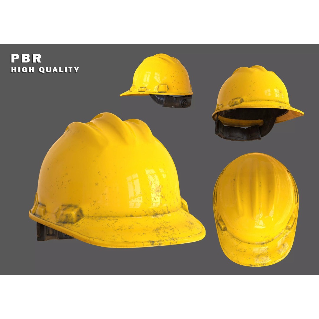 Safety Worker Helmet 3D Model – Low Poly PBR Asset, FBX, OBJ - View 2