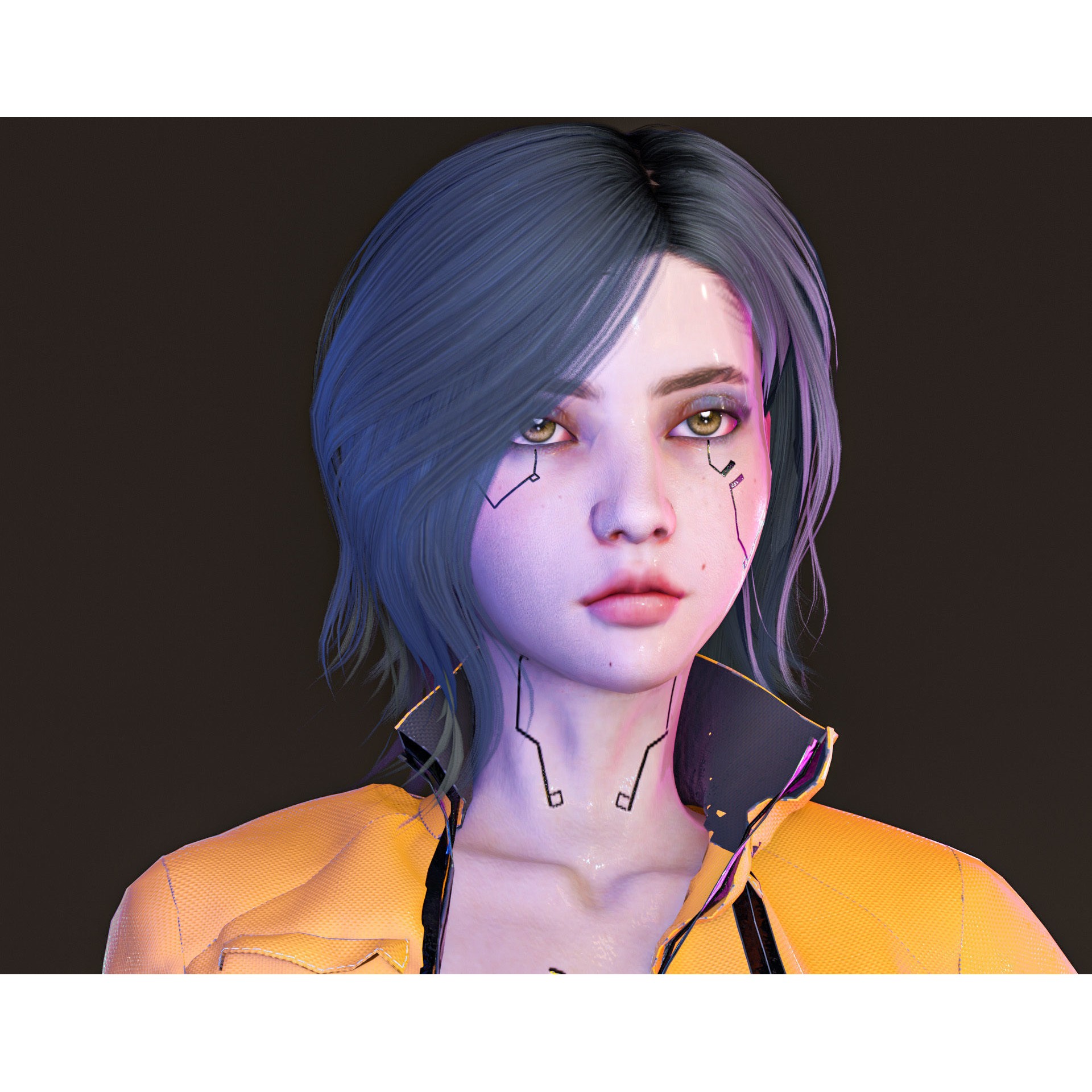 Cyberpunk Girl - Low-Poly Game-Ready 3D Model - View 13