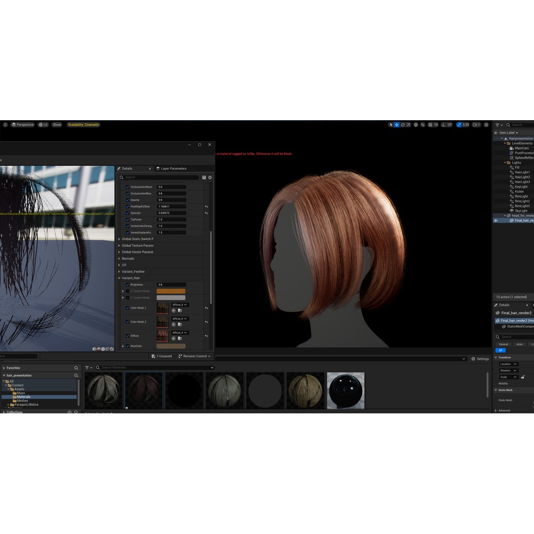 Female Bob Hairstyle 3D Model – Low Poly Game-Ready Hair Asset, FBX - View 8
